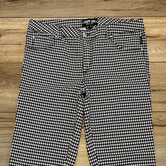 Women's Dang Goodman Tripp NYC Houndstooth Skinny Jeans SZ 11 Black Rocker Pants - Picture 2 of 14